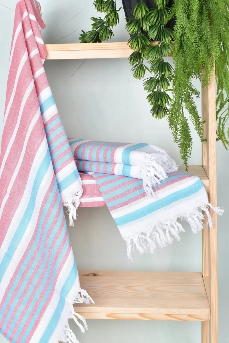 Fouta towel, Beach towel, 68x40 Cotton Striped Towel, Personalized Gift, Valentines Day Gift, Organic cotton peshtemal for spa and beach - 6