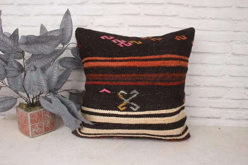 Outdoor Bolster Pillow Cover, 20x20 Brown Cushion Case, Ikat Pillow Case, Boho Pillow, Interior Designer Pillow, Turkish Pillow, Pillow Case - 1