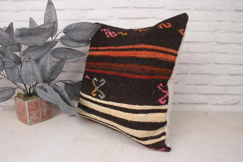 Outdoor Bolster Pillow Cover, 20x20 Brown Cushion Case, Ikat Pillow Case, Boho Pillow, Interior Designer Pillow, Turkish Pillow, Pillow Case - 4