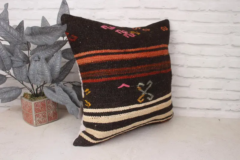Outdoor Bolster Pillow Cover, 20x20 Brown Cushion Case, Ikat Pillow Case, Boho Pillow, Interior Designer Pillow, Turkish Pillow, Pillow Case - 3