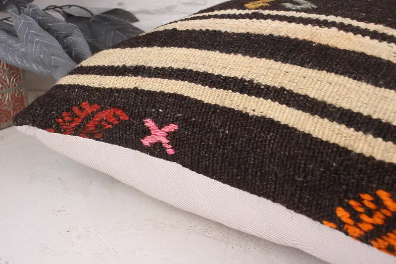 Outdoor Bolster Pillow Cover, 20x20 Brown Cushion Case, Ikat Pillow Case, Boho Pillow, Interior Designer Pillow, Turkish Pillow, Pillow Case - 6