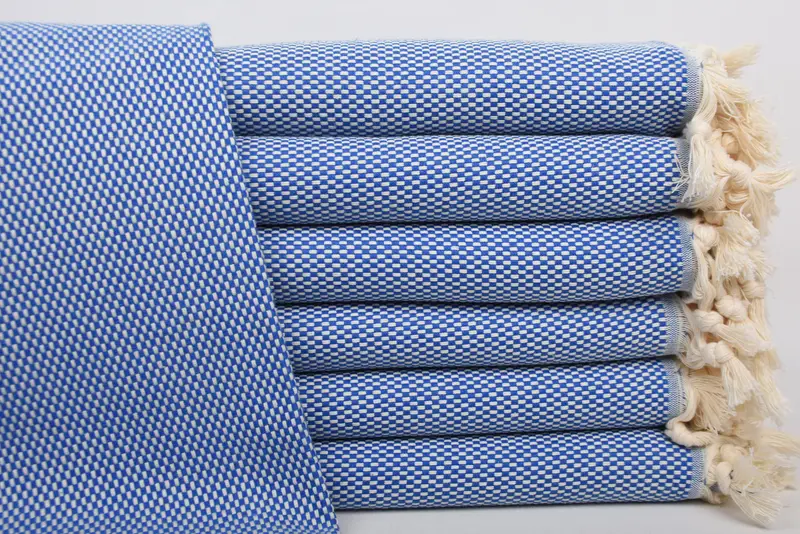 Bachelorette Towel Sax Blue Polka Dot Cotton, 40x71 Inches