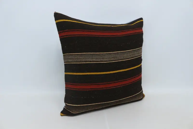 Kilim Pillow Cover, 28x28 Brown Pillow Case, Turkish Pillow, Boho Pillow, Vintage Throw Pillow Sham, Colorful Pillow Cover, Pillow Cover - 3