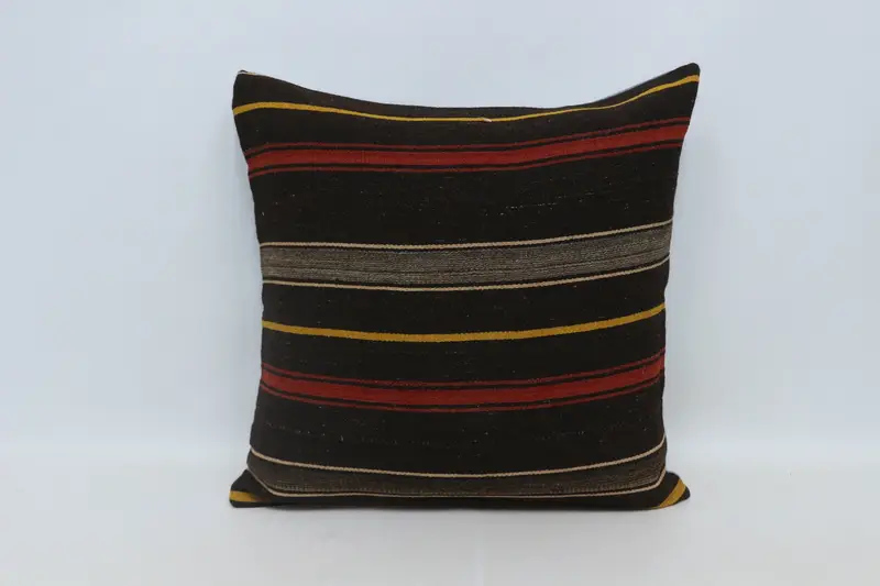 Kilim Pillow Cover, 28x28 Brown Pillow Case, Turkish Pillow, Boho Pillow, Vintage Throw Pillow Sham, Colorful Pillow Cover, Pillow Cover - 1