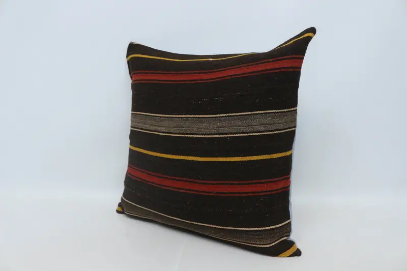 Kilim Pillow Cover, 28x28 Brown Pillow Case, Turkish Pillow, Boho Pillow, Vintage Throw Pillow Sham, Colorful Pillow Cover, Pillow Cover - 4