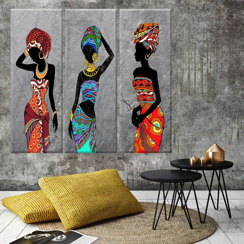 African Woman Ethnic Dresses Canvas Decor, Wall Art Canvas, African Traditional Accessories, Afro Colors African Style, African Girls Canvas - 4