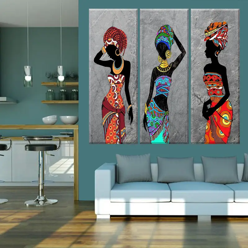 African Woman Ethnic Dresses Canvas Decor, Wall Art Canvas, African Traditional Accessories, Afro Colors African Style, African Girls Canvas - 3