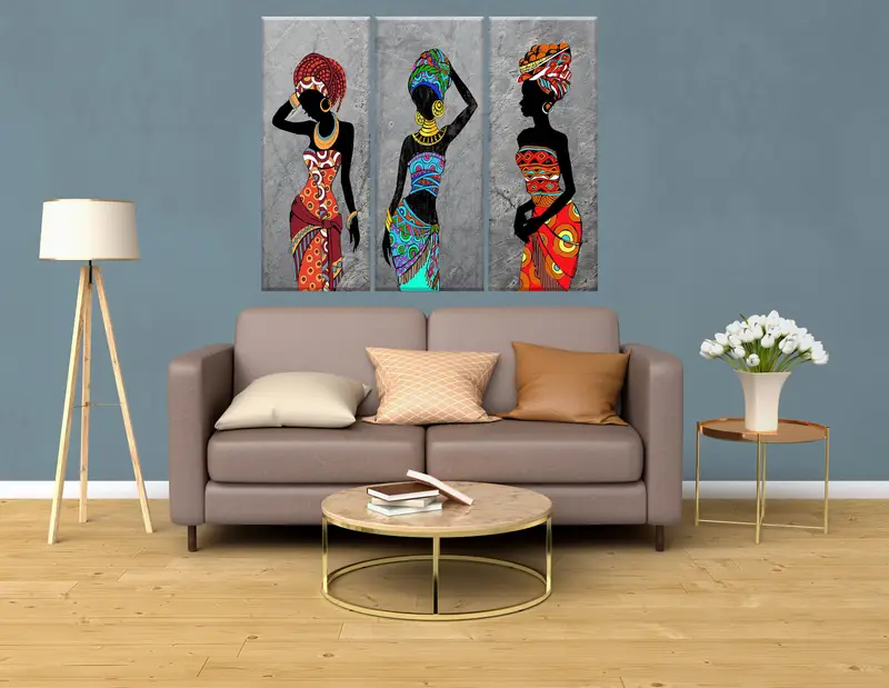 African Woman Ethnic Dresses Canvas Decor, Wall Art Canvas, African Traditional Accessories, Afro Colors African Style, African Girls Canvas - 5