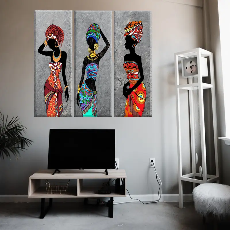 African Woman Ethnic Dresses Canvas Decor, Wall Art Canvas, African Traditional Accessories, Afro Colors African Style, African Girls Canvas - 1