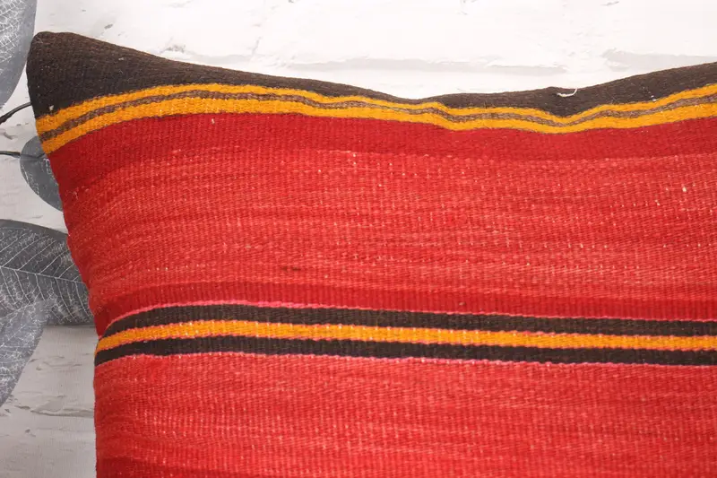 Pillow for Sofa, Wool Kilim Pillow Cushion Cover, Pillow, 18x18 Red Pillow Case, Ethnical Kilim Rug Pillow, Vintage Kilim Throw Pillow - 2