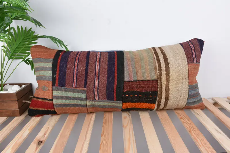 Aztec Cushion Case, Decorative Throw Pillow Cover, Cushion Case, Ethnical Kilim Rug Pillow, Home Decor Pillow, 16x36 Red Cushion Cover, Kilim Pillow - 1