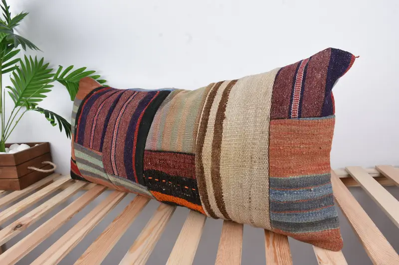 Aztec Cushion Case, Decorative Throw Pillow Cover, Cushion Case, Ethnical Kilim Rug Pillow, Home Decor Pillow, 16x36 Red Cushion Cover, Kilim Pillow - 5