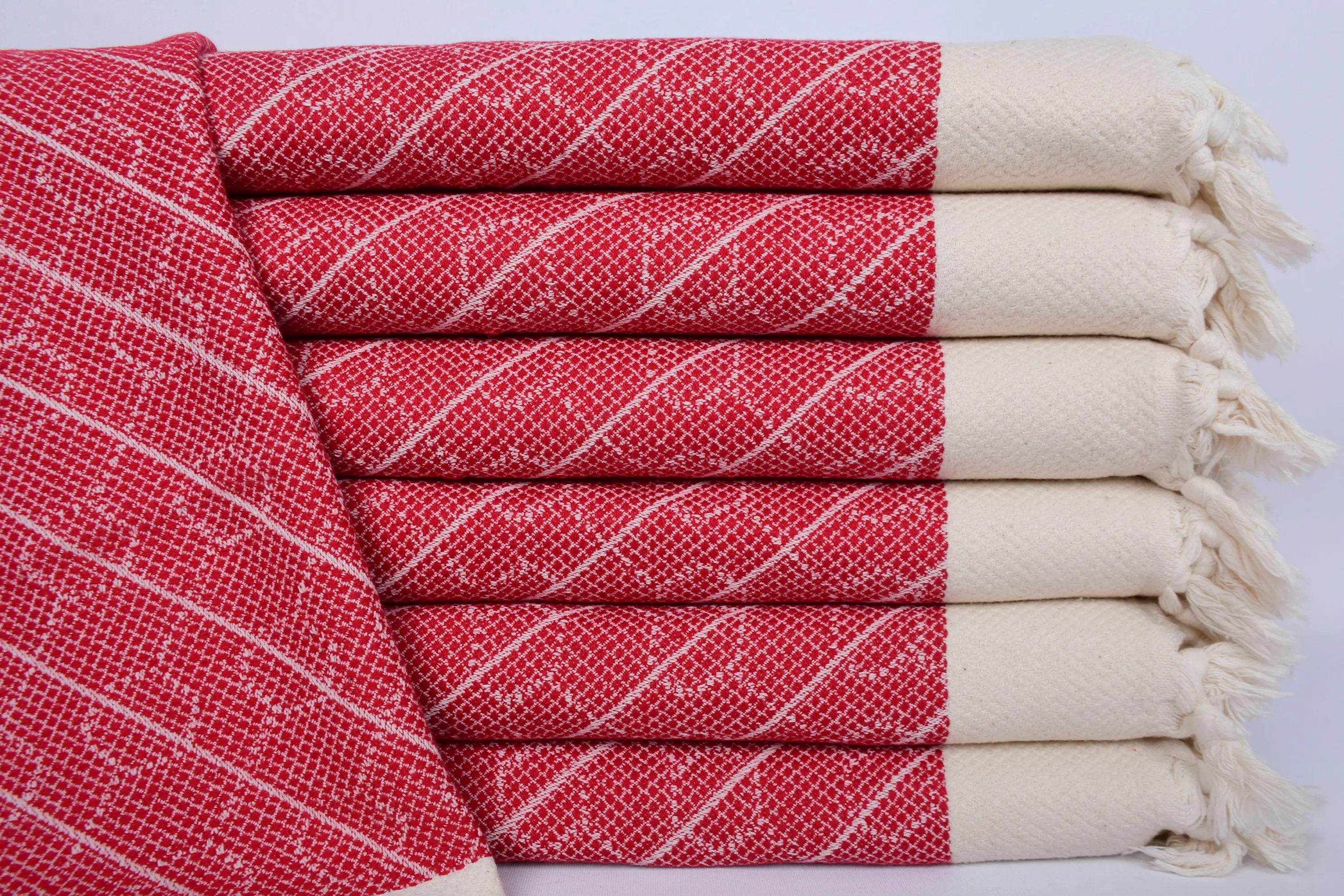 Personalized Red Geometric Dish Towel Cotton, 36x18 Inches - 1