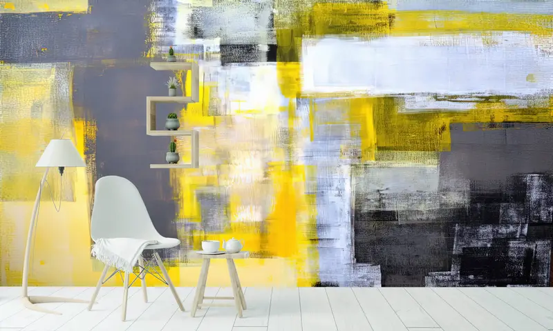 Çağdaş Sarı Baskılı Duvar Kağıdı: Trendy, Minimal, Zarif Tasarım