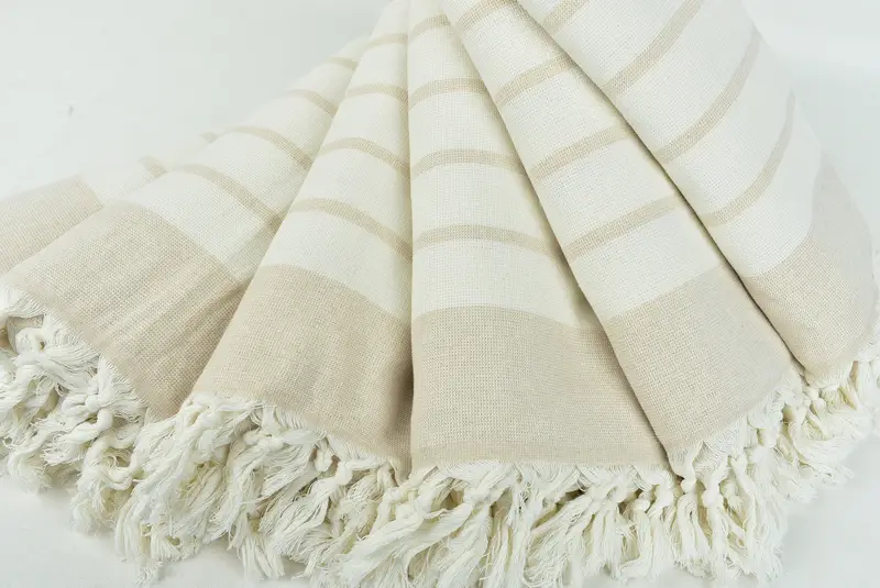 Lightweight towel, Gift For Wedding Day, Home Decor Towel, Quick-Dry Beach Towel, Turkish towel, Summer Gift Ideas, 68x39 Cotton Striped Towel - 4