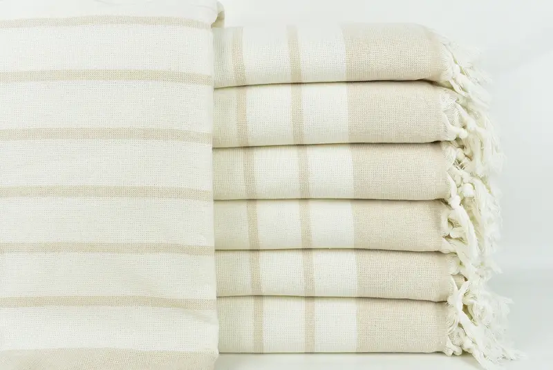 Lightweight towel, Gift For Wedding Day, Home Decor Towel, Quick-Dry Beach Towel, Turkish towel, Summer Gift Ideas, 68x39 Cotton Striped Towel - 1