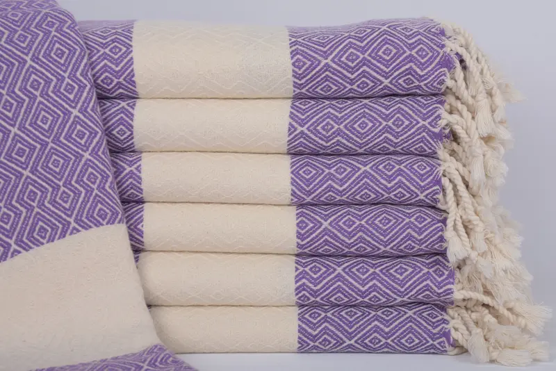 Personalized Purple Diamond Towel, 67x38 Inches, Organic Cotton