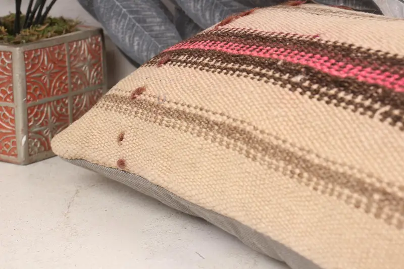 Kilim Pillow, Pillow for Couch, Yoga Pillow Cover, 12x24 Beige Cushion Cover, Cushion Cover, Accent Cushion, Antique Pillows - 7
