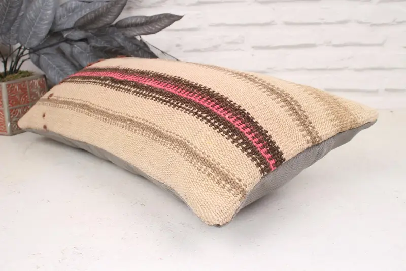 Kilim Pillow, Pillow for Couch, Yoga Pillow Cover, 12x24 Beige Cushion Cover, Cushion Cover, Accent Cushion, Antique Pillows - 6