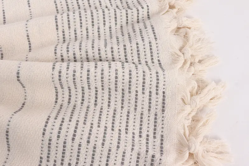 Turkish Tablecloth, Organic Beach Blanket, Quenn Bedspread, Tablecloth, 98x92 Cotton Striped Design Towel, Boho Throw Blankets, Woven Throw Blanket - 8