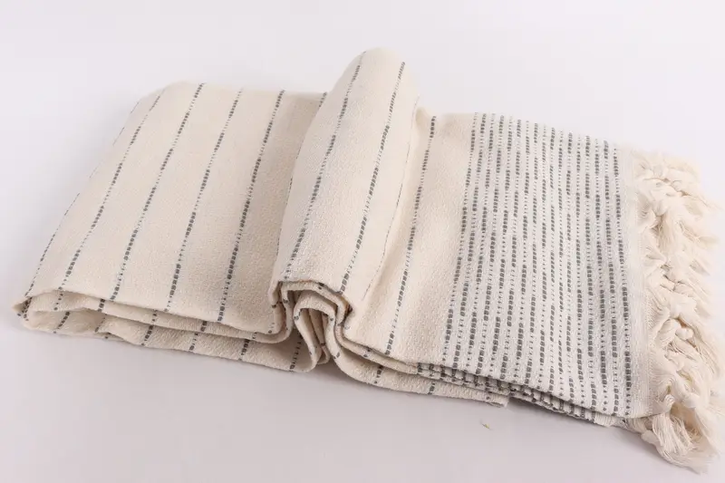Turkish Tablecloth, Organic Beach Blanket, Quenn Bedspread, Tablecloth, 98x92 Cotton Striped Design Towel, Boho Throw Blankets, Woven Throw Blanket - 6