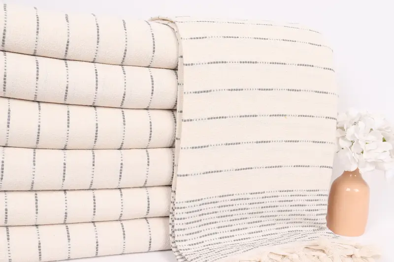Turkish Tablecloth, Organic Beach Blanket, Quenn Bedspread, Tablecloth, 98x92 Cotton Striped Design Towel, Boho Throw Blankets, Woven Throw Blanket - 2