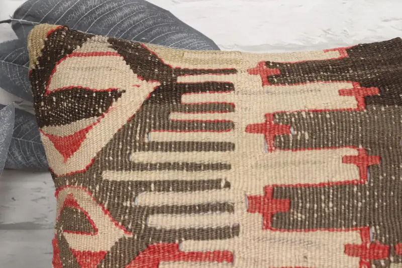 16x16 Beige Cushion Case, Ethnic Pillow Case, Office Chair Pillow Cover, Pillow, Boho Pillow, Kilim Pillow, Kilim Cushion Sham - 2