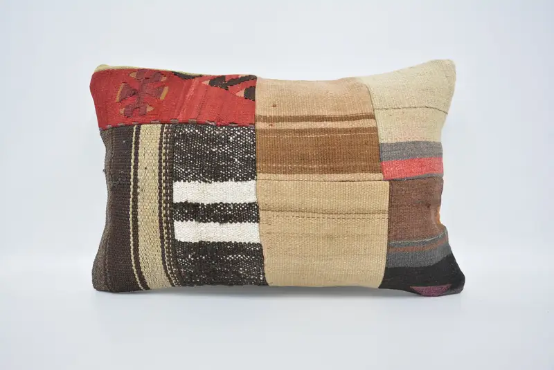 Vintage Cushion, Handmade Kilim Cushion, Pillow for Sofa, Boho Pillow, 16x24 Beige Cushion, Pillow, Turkish Rugs Pillow Case - 1