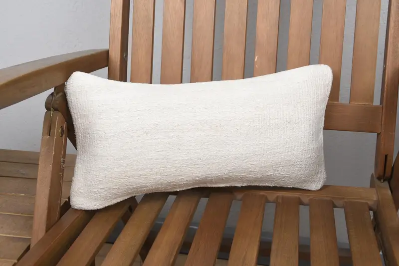 Boho Pillow, Turkish Pillow, 8x16 White Cushion Case, Cushion Case, Bohemian Cushion Pillow, Interior Designer Pillow, Handmade Rug Seat Pillow Case - 1