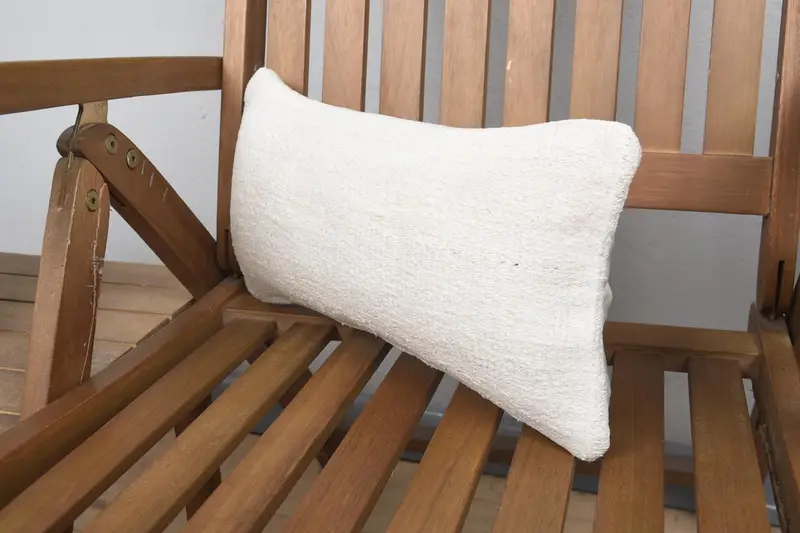 Boho Pillow, Turkish Pillow, 8x16 White Cushion Case, Cushion Case, Bohemian Cushion Pillow, Interior Designer Pillow, Handmade Rug Seat Pillow Case - 3