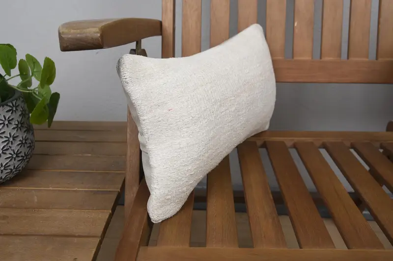 Boho Pillow, Turkish Pillow, 8x16 White Cushion Case, Cushion Case, Bohemian Cushion Pillow, Interior Designer Pillow, Handmade Rug Seat Pillow Case - 2