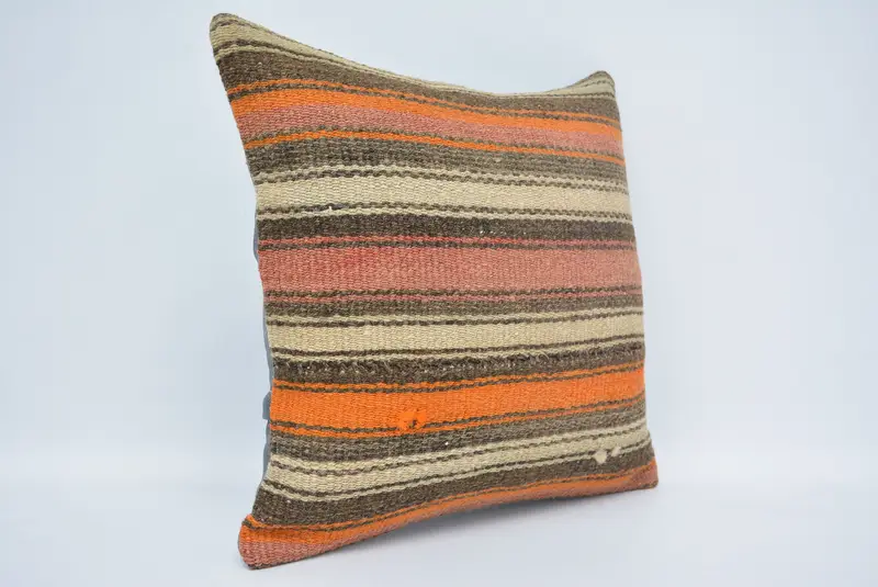 Pillow Sham, Nautical Throw Cushion Case, Nomadic Pillow Case, 16x16 Beige Pillow Cover, Kilim Pillow Cover, Kilim Cushion Sham, Boho Pillow - 3