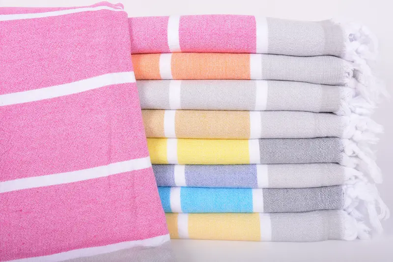 Bridesmaid Gift Turkish Terry Towel, Gray Striped Organic Cotton, 67x40 Inches