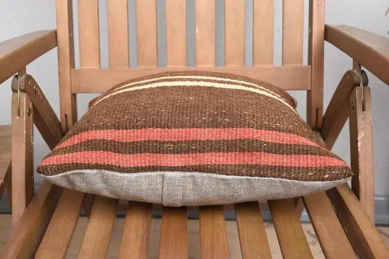 Kilim Pillow, 16x16 Orange Pillow Case, Cushion Case, Ethnical Kilim Rug Pillow, Vintage Kilim Throw Pillow, Ethnic Pillow Cover Pillow Cover - 5