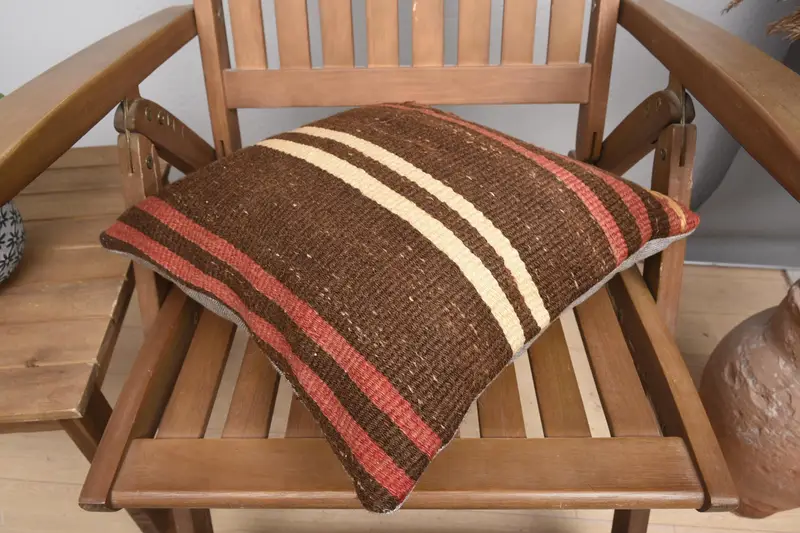 Kilim Pillow, 16x16 Orange Pillow Case, Cushion Case, Ethnical Kilim Rug Pillow, Vintage Kilim Throw Pillow, Ethnic Pillow Cover Pillow Cover - 4