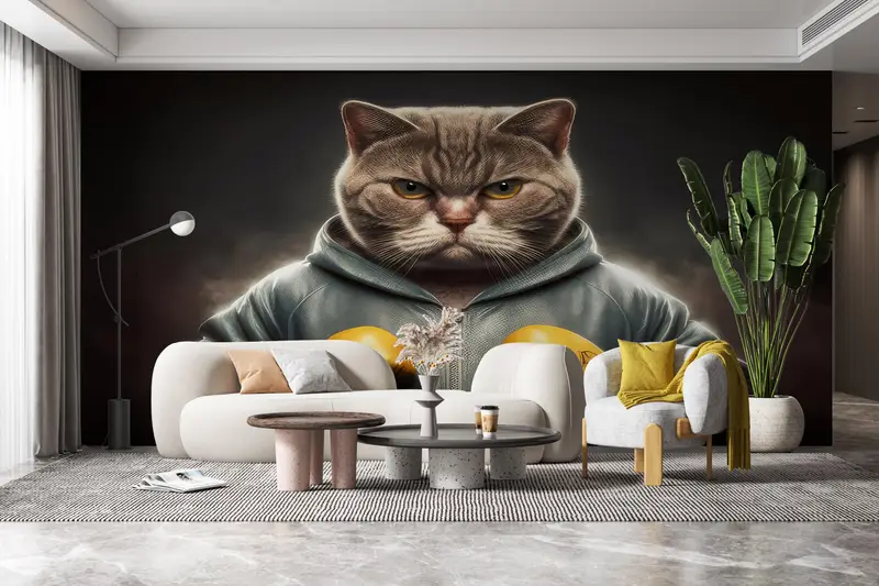 Patterns And How To, Animal Mural, Boxer Paper Art, Vinyl Wallpaper, Boxer Cat Wall Paper, Abstract Paper Craft, Modern Wall Decal, - 5