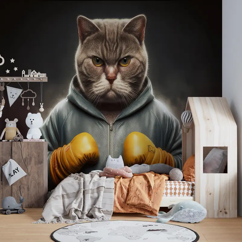 Patterns And How To, Animal Mural, Boxer Paper Art, Vinyl Wallpaper, Boxer Cat Wall Paper, Abstract Paper Craft, Modern Wall Decal, - 6