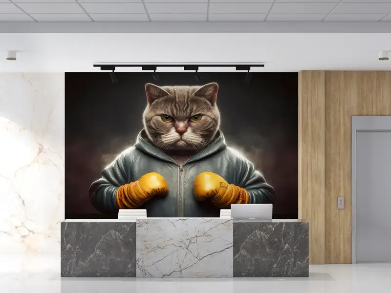 Patterns And How To, Animal Mural, Boxer Paper Art, Vinyl Wallpaper, Boxer Cat Wall Paper, Abstract Paper Craft, Modern Wall Decal, - 7