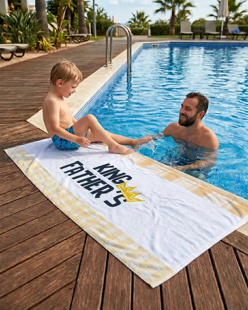 Personalized Father’s Day Beach Towel, Funny Pool Towel for Dad, Summer Beach Gift - 1