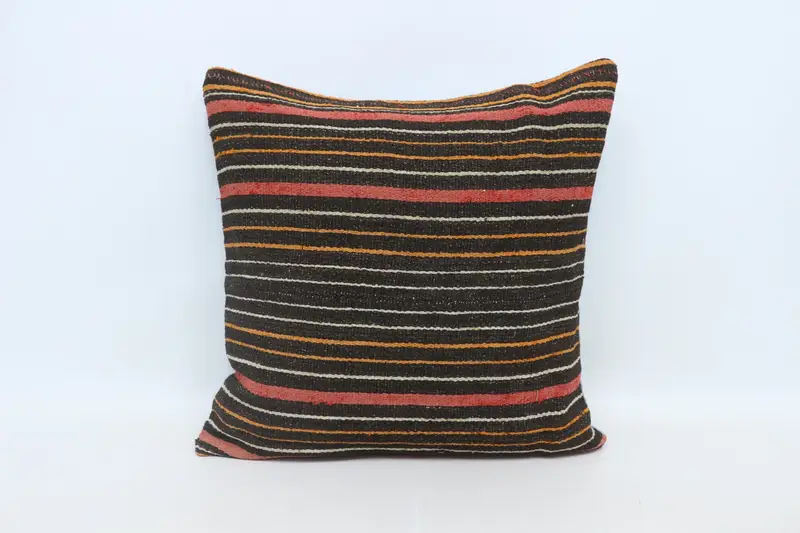 Gift Pillow, Kilim Pillow, 28x28 Brown Cushion, Handmade Rug Seat Pillow Sham, Cushion Case, Art Deco Pillow Cover, Pillow for Couch - 1