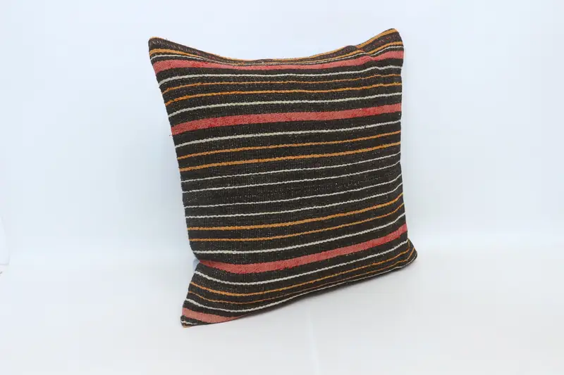 Gift Pillow, Kilim Pillow, 28x28 Brown Cushion, Handmade Rug Seat Pillow Sham, Cushion Case, Art Deco Pillow Cover, Pillow for Couch - 3