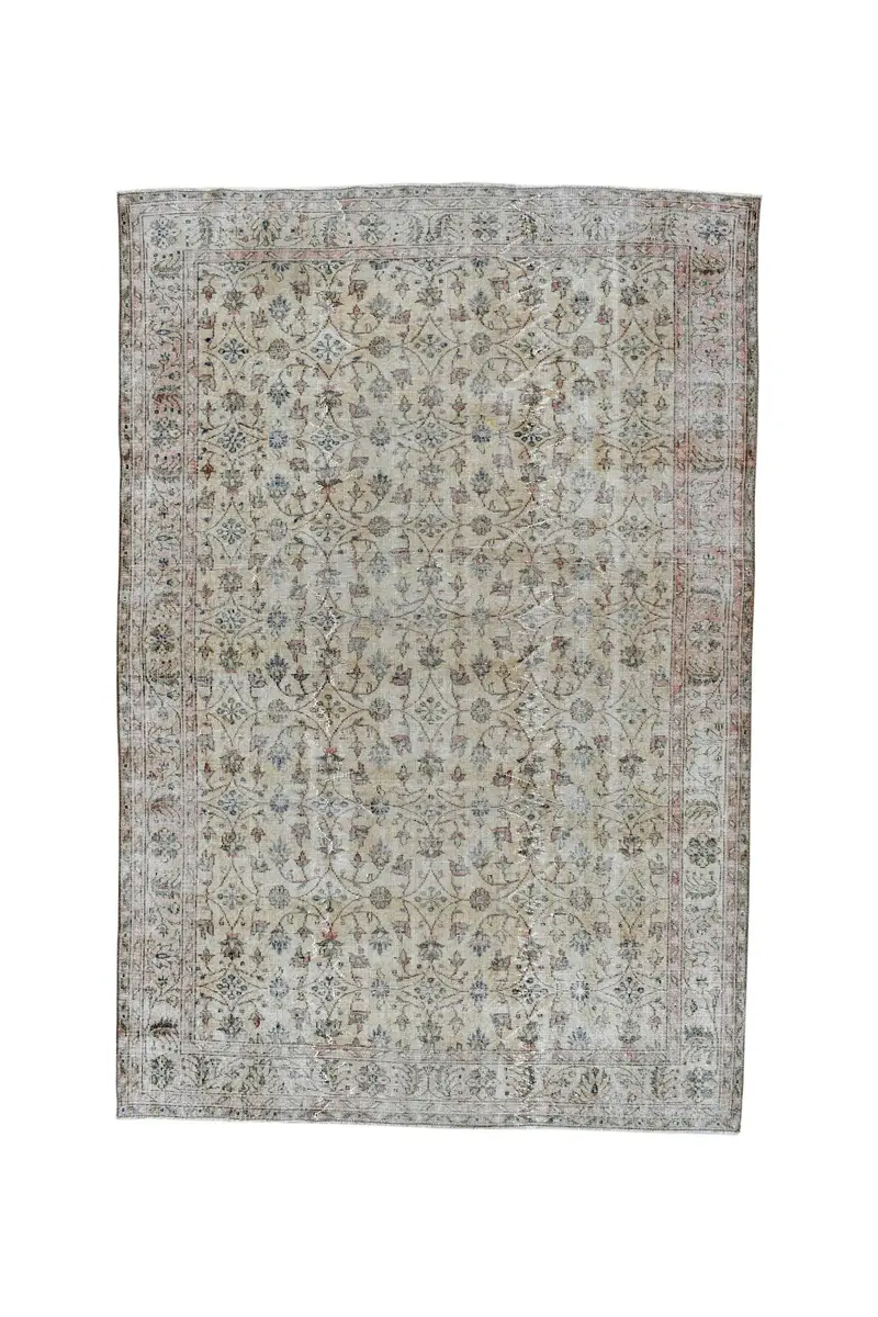 Turkish Rug, 6.7x9.7 ft Large Rug, Gray Oriental Wool Vintage Rug - 1