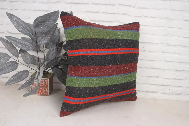 Throw Kilim Pillow, Pillow for Couch, Art Deco Pillow Cover, 20x20 Red Pillow Sham, Designer Throw Pillow Sham, Pillow, Boho Pillow Sham Cover - 3