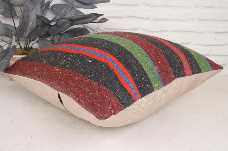 Throw Kilim Pillow, Pillow for Couch, Art Deco Pillow Cover, 20x20 Red Pillow Sham, Designer Throw Pillow Sham, Pillow, Boho Pillow Sham Cover - 6