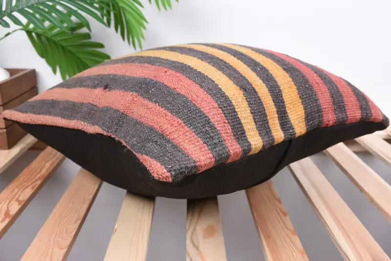 Pastel Pillow Case, Ethnic Throw Cushion Cover, Kilim Cushion Sham, 18x18 Brown Pillow Sham, Boho Pillow Sham Cover, Pillow, Antique Pillows - 6