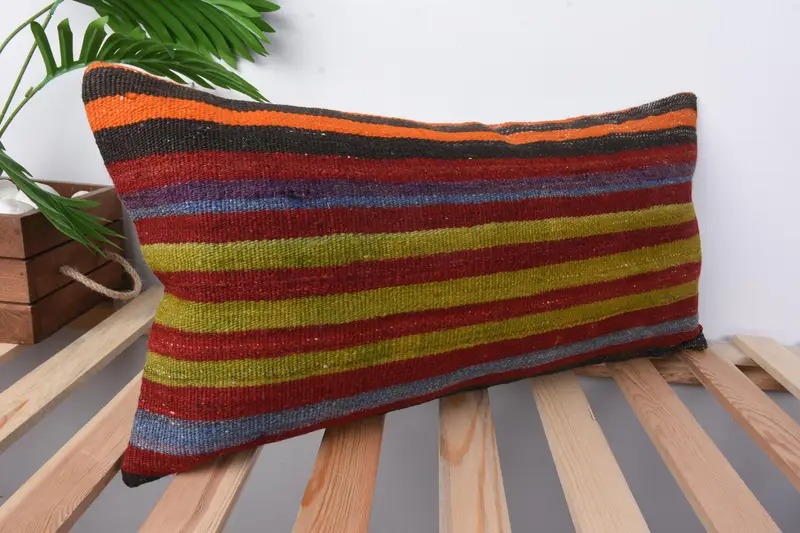 Gift Pillow, Ethnic Pillow Cover Cushion Cover, Pillow for Sofa, Handmade Kilim Cushion, Cushion Case, 12x24 Red Pillow - 5