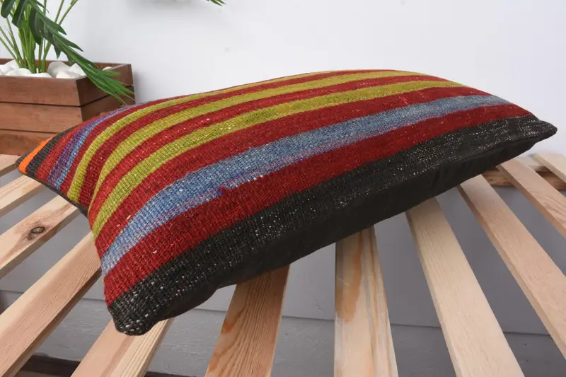 Gift Pillow, Ethnic Pillow Cover Cushion Cover, Pillow for Sofa, Handmade Kilim Cushion, Cushion Case, 12x24 Red Pillow - 6