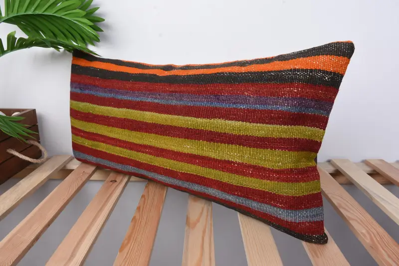 Gift Pillow, Ethnic Pillow Cover Cushion Cover, Pillow for Sofa, Handmade Kilim Cushion, Cushion Case, 12x24 Red Pillow - 4