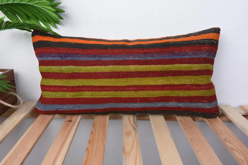 Gift Pillow, Ethnic Pillow Cover Cushion Cover, Pillow for Sofa, Handmade Kilim Cushion, Cushion Case, 12x24 Red Pillow - 1