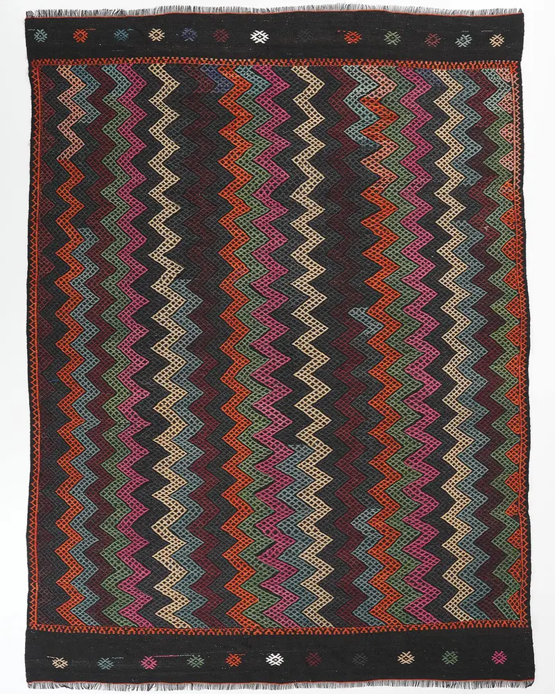 Alfombra arcoíris negra, decoración moderna y elegante de 7,3x9,3 pies